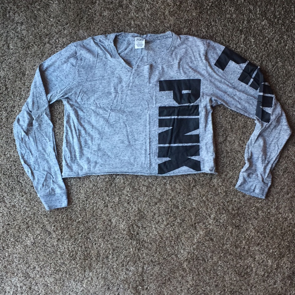 PINK Crop long sleeve tee, gently used